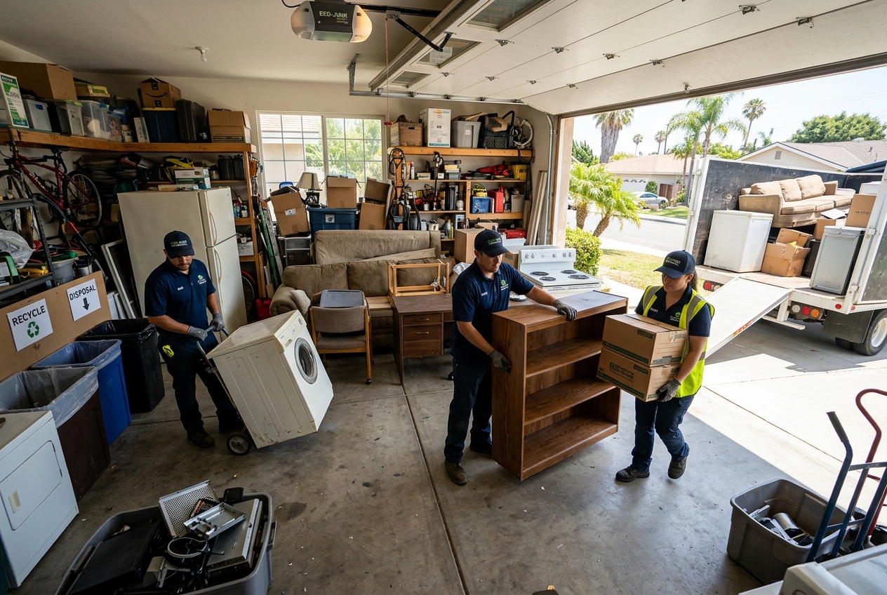 Garage cleanout before and after in Bakersfield, CA